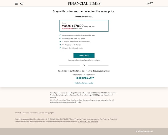 The Financial Times website cancellation flow