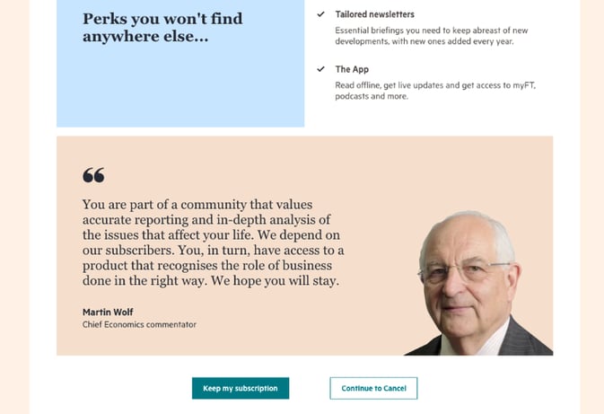 The Financial Times website cancellation flow