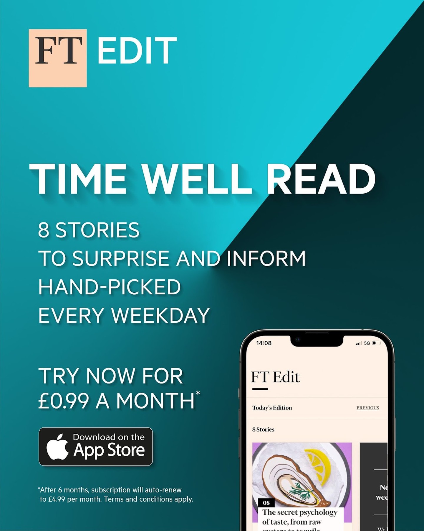 ‘The Edit’ a lower-priced App that presents the reader with 8 curated stories to read per day.